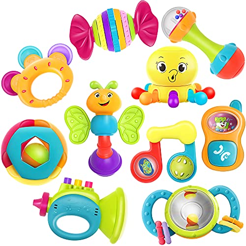 iPlay, iLearn 10pcs Baby Rattle Toy Set - Shakers, Teethers, and Musical Toys for Early Education iPlay, iLearn 10pcs Baby Rattle Toy Set - Shakers, Teethers, and Musical Toys for Early Education